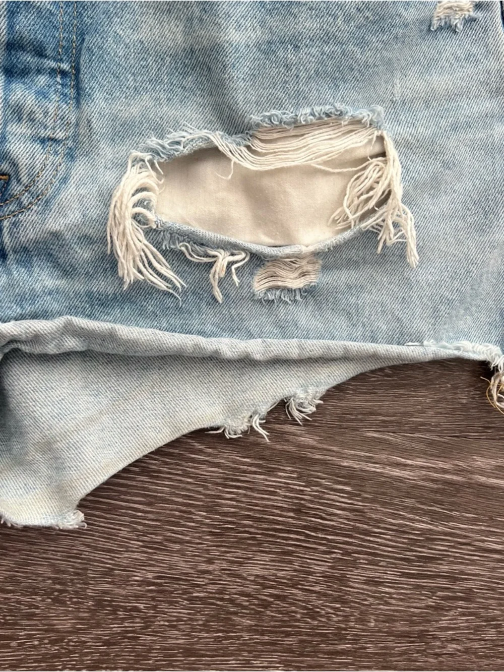 Levi’s Premium 501 Original High Rise Distressed Cutoff Big E Denim Shorts